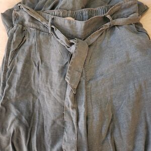 Denim Blue Pants With Tie Waist, Bellbottoms, Gently Loved, Worn Twice.